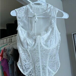 Fashion Nova White Lace Sleeveless Top